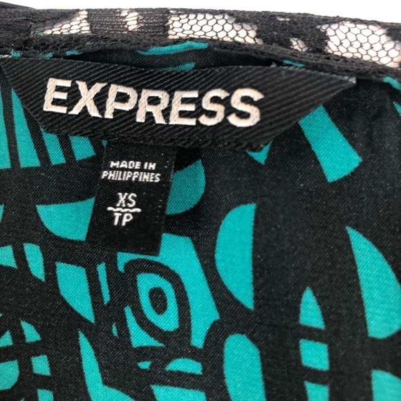Express Silky Black and Turquoise Laced Tank XS - Picture 3 of 4